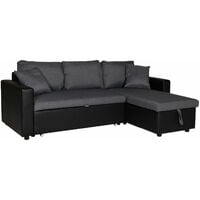 HAPPY GARDEN - Canapé d'angle convertible CLARK 3 places gris chiné et noir