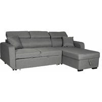HAPPY GARDEN - Canapé d'angle convertible WARREN 3 places gris