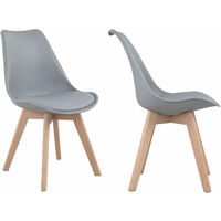 Lot de 4 chaises scandinaves NORA grises avec coussin - Gris