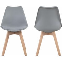 Lot de 4 chaises scandinaves NORA grises avec coussin - Gris