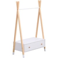 HAPPY GARDEN - Penderie pour enfant bois et blanche avec tiroir LOU