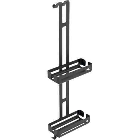 Mensola Doccia Da Appendere - 2 Cesti, 4 Ganci Fissi, 1 Gancio Per Tergicristalli - Senza Fori - Nero - Foto 6