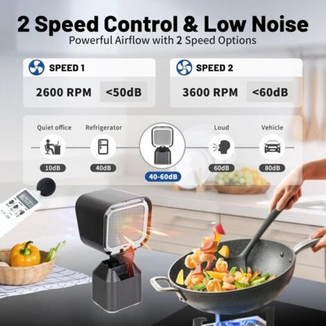 Hotte Portable Pliable Pour Petites Cuisines - 3 Vitesses, Filtre Amovible, Silencieuse, Batterie 4000 MAh