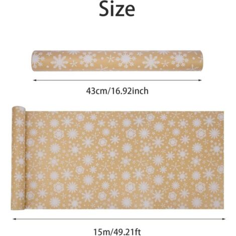Rouleaux de papier cadeau Kraft, 3 rouleaux de 43 cm x 6 m, rouleau de papier cadeau de Noël avec étiquettes et ruban, convient pour Noël