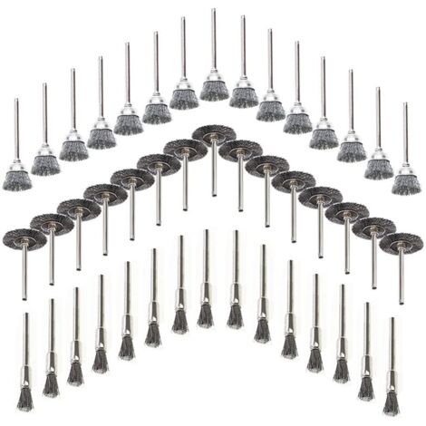 Drahtbürsten-Set 45-teilig – Edelstahl-Bürsten Für Drehwerkzeug, 1/8 Zoll Schaft, Zum Reinigen, Entgraten & Polieren