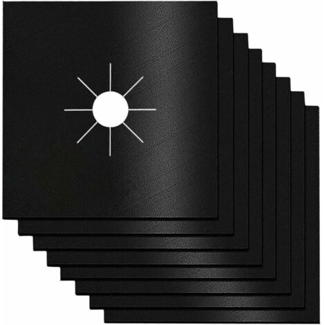 NUZAMAS Gasherd-Abdeckungen – 12er-Set Wiederverwendbar & Hitzebeständig Bis 380°C | Schwarz | 27 X 27 Cm