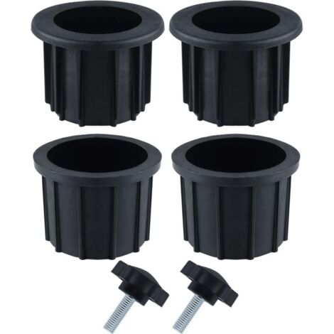 DBOO Sonnenschirm-Tisch Einsatz Set (2 Stück) – Für Terrassentisch Mit 5 Cm Loch, Schwarz, Mit Kappe