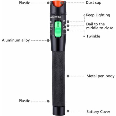 Localizzatore Visivo Guasti Fibra Ottica 30mW 30km - Penna VFL Con Adattatore FC/LC, Tester Per Cavi Rete