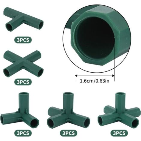 Kit De 15 Conectores De Estaca De Jardín De 16 Mm | Plástico Resistente Para Soportes De Flores E Invernaderos, Fáciles De Instalar