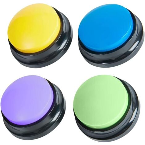 Aoresac Botones grabables de respuesta, juego de 4 botones grabables de tamaño pequeño, fácil de llevar, grabación de voz, botón de sonido para niños, botones interactivos de contestador de juguete