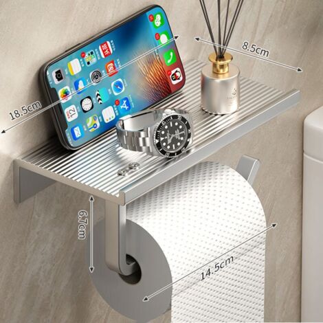 Cartel Disuasorio 2 Piezas Soporte De Pared Autoadhesivo Soporte Para Rollo De Papel Higiénico, Soporte Para Papel Higiénico De Acero Inoxidable,Apto Para Cocina Y Baño,Plata Portarrollos Baño