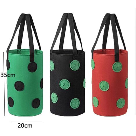 Pack 2 Bolsas De Cultivo Para Fresas Con 8 Agujeros - Transpirables, Con Asas, Para Hierbas Y Flores