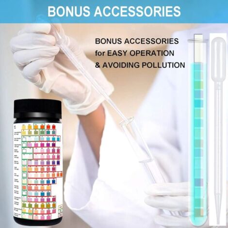 Kit De Test D'eau 16 En 1 Pitasha - 50 Bandelettes Pour Analyser PH, Chlore, Nitrites, Plomb, Etc. - Piscine Et Eau Potable - 13