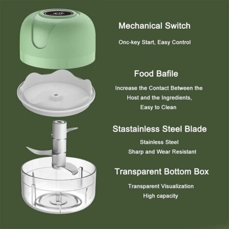 Hachoir électrique Portable USB - Pour Oignons, Ail, Viande, Noix - Compact Et Rechargeable - 7