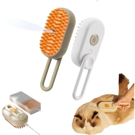 Brosse à Vapeur Pour Chat Et Chien Rechargeable - Auto-nettoyante, Réservoir 34 Ml, Brossage + Pulvérisation - Enlève Poils, Saleté - 6