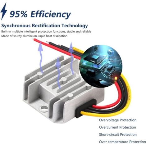 Tbest Convertisseur De Tension CC Réducteur De Tension DC‑DC 12V 24V à