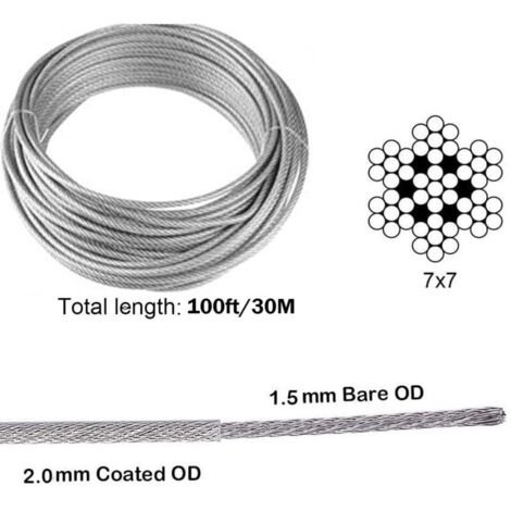 Kit De Câbles Acier Inoxydable Pour Jardin – 15 M Avec Tendeurs, Mousquetons, Ancrages