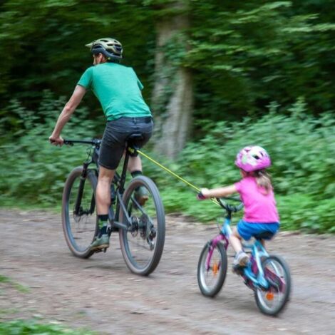 Tolesum Barre Traction Vélo Enfant – Corde Remorquage 2,5m Rétractable – Crochet Universel, Léger (340g) – Pour VTT, Vélos Ville, E-bike
