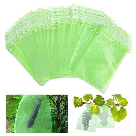 50 Sacs Protection Fruits En Organza – 40x30 Cm – Cordon De Serrage – Antiguêpes Et Oiseaux – Pour Raisins, Pommes