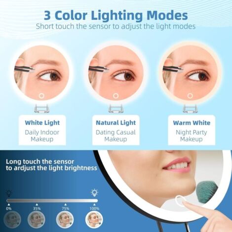 Miroir Grossissant à Ventouses X10 - Grand Miroir De Maquillage De 23 Cm Avec