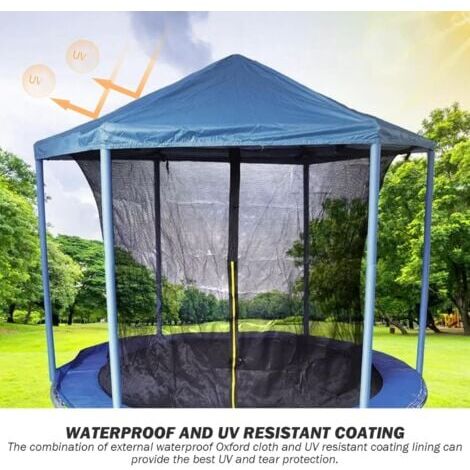 Auvent/tente De Protection Pour Trampoline - Anti-UV, Aéré - Tailles 6 à 12 Pieds - Tissu Oxford Argenté