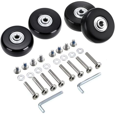 Ruedas De Repuesto Para Maleta - Negro, 64 Mm Diámetro, 18 Mm Ancho, Con Tornillos Y Ejes