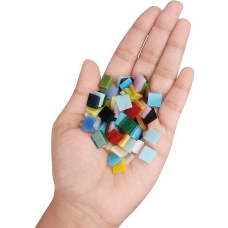 Mosaicos para manualidades (600 piezas/400 g) - 1 x 1 cm - Surtido de mosaicos de vidrio para decoración de interiores, marcos, macetas, espejos y manualidades