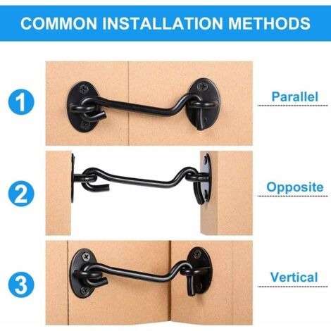 BE-TOOL Ganchos De Cabina, 2 Piezas De Gancho De Puerta Y Cierre Giratorio Para Sujetar Puertas Abiertas De Cobertizo, Puertas De Jardín, Puertas De Gabinete Y Ventanas (8 Pulgadas