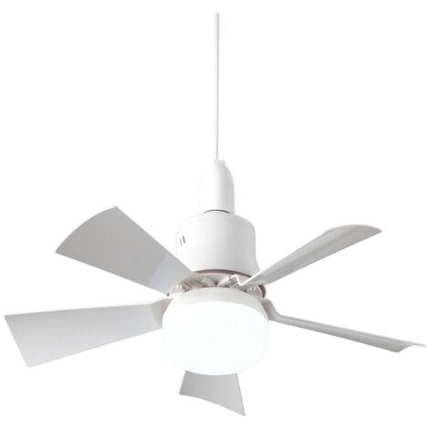 Ventilador de techo silencioso con control remoto, 5 aspas, luz E26, ideal para verano/invierno, dormitorio, comedor, color blanco.