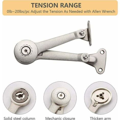 2 Piezas Bisagra Puerta Cocina, Bisagra Cierre Suave De Soporte De Tapa Con Tornillo Y Llave Hexagonal, Elevables Bisagras Puertas De Soporte Acero