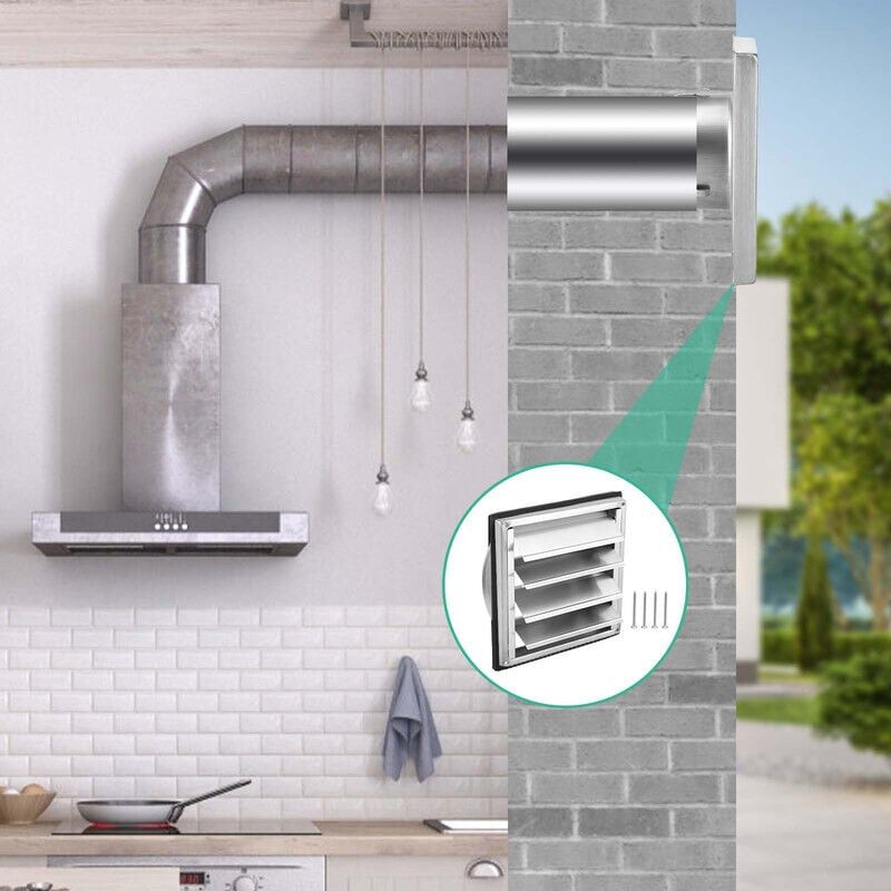 Ante Per Cucina Griglia Di Ventilazione Antracite 150x150 Mm Con Flangia Da 100 Mm - Moderna, Con Otturatore Regolabile Paravento Esterno - Foto 6