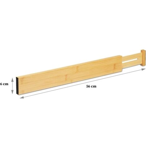 4 Divisori Per Cassetti In Bambù Regolabili – Da 43,2 A 55,9 Cm, Altezza 6 Cm, Organizzatori Espandibili Per Cucina, Comò, Ufficio, Colore Nero