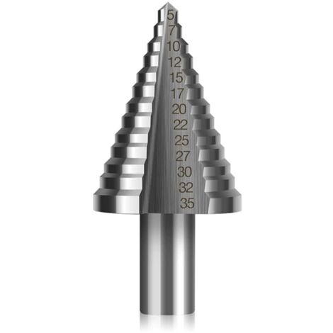 Punta A Gradini Woltersberger HSS, Per Fori Da 5 A 35 Mm - Per Lamiere, Plastica, Legno, Con Fusto Triangolare Da 10 Mm
