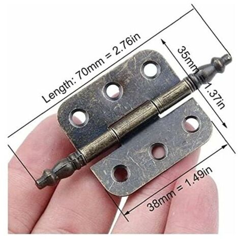 4 Cerniere Vintage In Metallo - Bronzo, 70x35mm, Per Mobili Rustici E Restauri - Foto 5