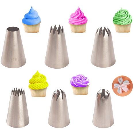 KBstore, Set di 5 beccucci per glassa in Acciaio Inox, Ideali per Decorazioni Fai da Te per Cupcake, Pasticceria e Torte, Numero 5, 2