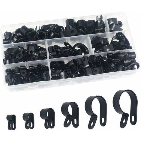 Fermacavi Per Cavi Da Scrivania 200 Pezzi Clip Per Cavi In Nylon Tipo R Fili Per La Gestione Dei Cavi Home Black