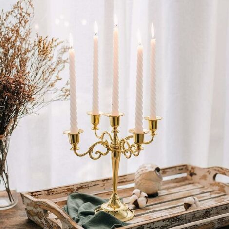 Candelabro Set Di 9 Oro Portacandele Di Diverse Dimensioni23/28/33 Cm - 8