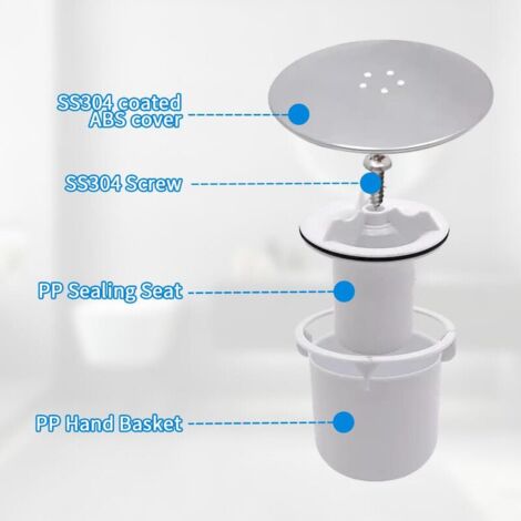 Sifone Doccia Cromato Con Filtro Capelli: Copriscarico Universale Da 90mm, Ricambio