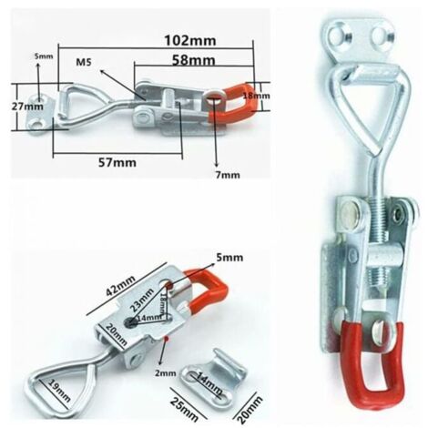 FUXXER 2 chiusure per cassapanche, casse, scatole, chiusure a leva, 60 x 40 mm, argento