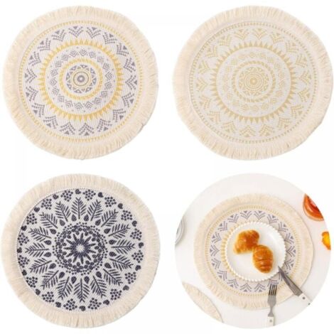 Dehaus® Set di 6 tovagliette rotonde, 35 cm, in giacinto d'acqua, lussuose tovagliette in