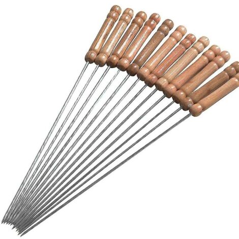 OFFSCH Spiedini Per Barbecue in Acciaio Inox 8 Pezzi Con Manico in Legno Di Palissandro, Spiedini Riutilizzabili Resistenti Alte Temperature, Utensili