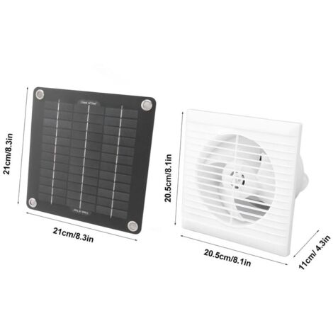 Ventilatore Di Scarico Solare - 6 Pale, 20,3 Cm, Per Serre, Case Animali, Soffitte - Alimentato A Pannello Solare Da 15W