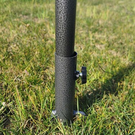 Ancoraggio Per Ombrellone In Acciaio Inox - Picchetto Da Terra Portatile, Regolabile, Per Spiaggia E Giardino (Nero)