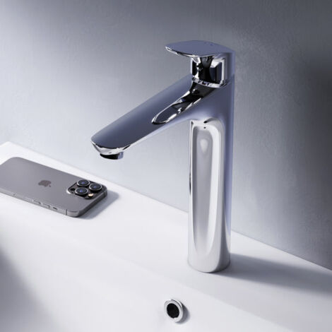AM.PM Haut Mitigeur Vasque à Poser Mitiguer Haut Lavabo Robinet Salle Bain Chrome Robinet de Lavabo pour Salle de Bain Mélangeur Lavabo en Laiton (1/2)