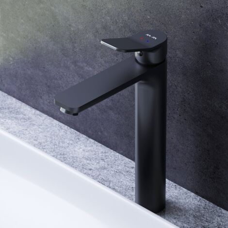 AM.PM Haut Mitigeur Vasque à Poser Mitiguer Noir Haut Lavabo Robinet Salle Bain Robinet de Lavabo pour Salle de Bain Mélangeur Lavabo en Laiton (1/4)