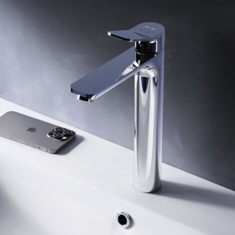 AM.PM Haut Mitigeur Vasque à Poser Mitiguer Chrome Haut Lavabo Robinet Salle Bain Robinet de Lavabo pour Salle de Bain Mélangeur Lavabo en Laiton (1/4)