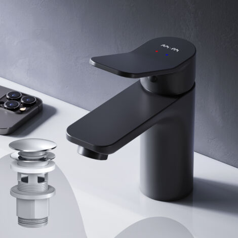 AM.PM Mitiguer Lavabo avec bonde clic clac pour lavabo Robinet Salle Bain Noir Robinet de Lavabo pour Salle de Bain Mélangeur Lavabo en Laiton (1/5)