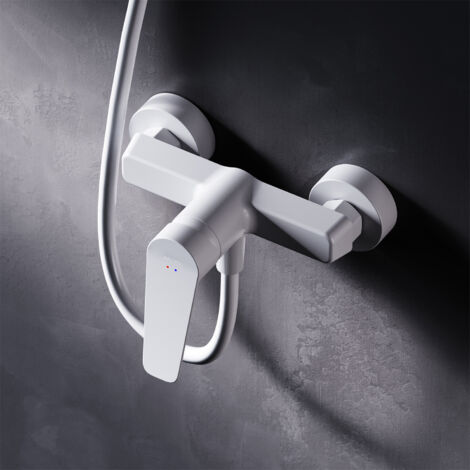 Am.Pm – Mitigeur de douche blanc – Mélangeur monocommande en laiton – Cartouche céramique 35mm – Installation 2 trous pour salle de bains