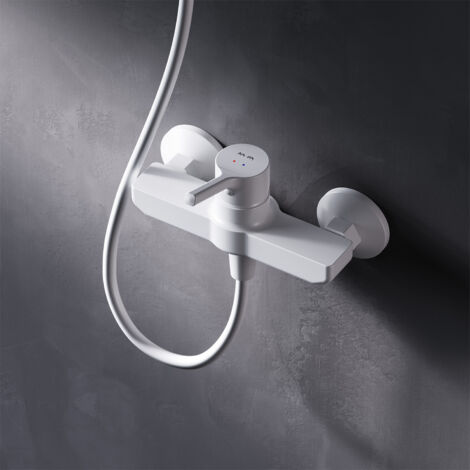 AM.PM Mitigeur Douche Blanc Robinet Douche Main Monté Mur pour Salle de Bains Mélangeur Douche en Laiton (1/5)