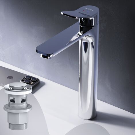 AM.PM Haut Mitiguer Lavabo avec bonde clic clac pour lavabo Robinet Salle Bain Chrome Robinet de Lavabo pour Salle de Bain Mélangeur Lavabo en Laiton (1/5)